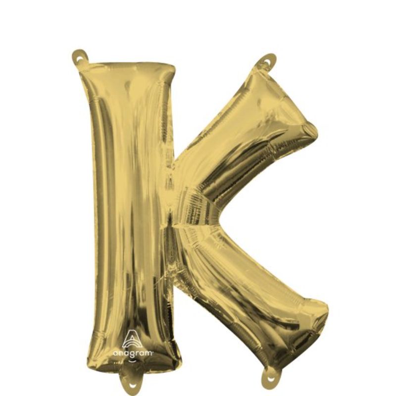 Elegant 40cm white gold foil balloon shaped like the letter K, perfect for celebrations and party decor.