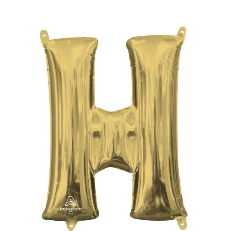 White gold letter H foil balloon, 40cm, self-sealing, air fill only, perfect for celebrations.