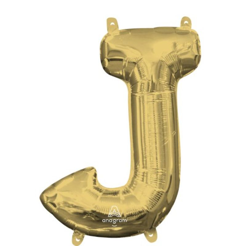 White Gold Letter J balloon, 40cm, elegant design for celebrations, air fill only, adds glamour to any event.