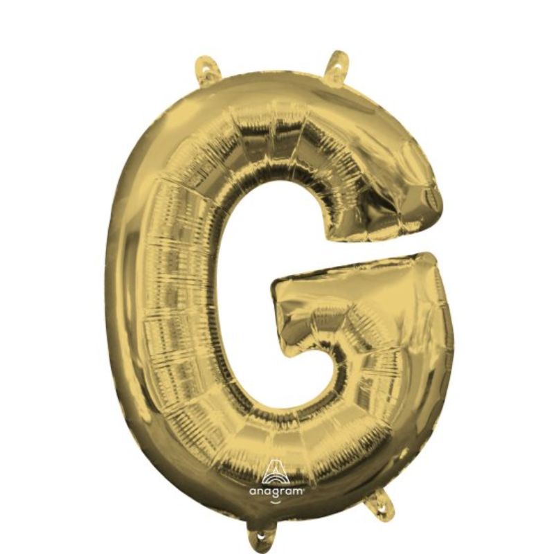 CI: Letter G White Gold balloon, 40cm foil, perfect for celebrations with a luxurious finish and self-sealing feature.