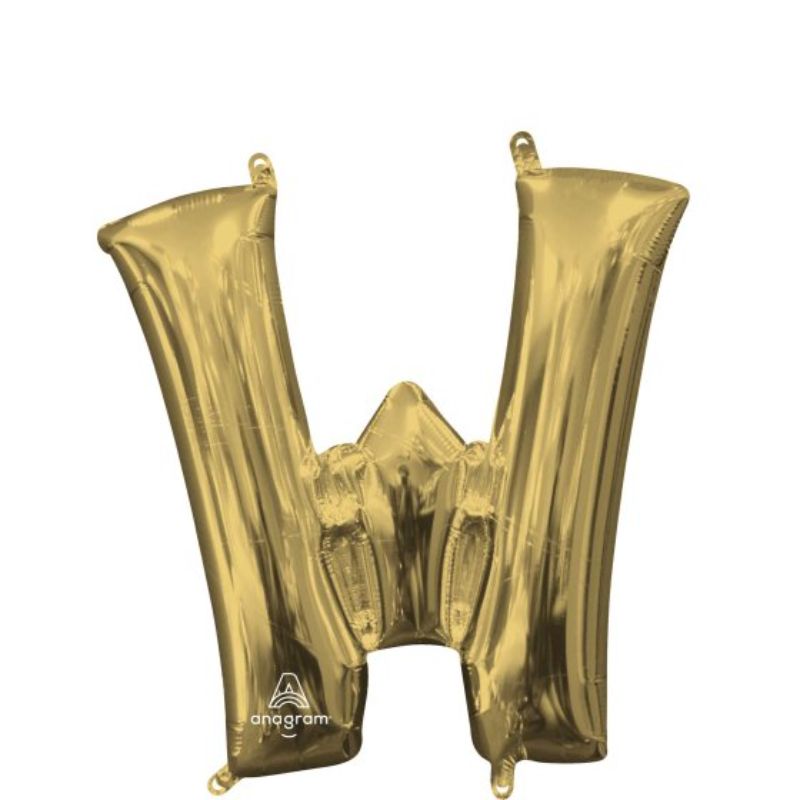 Elegant 40cm white gold letter W foil balloon, perfect for celebrations and versatile decor themes.