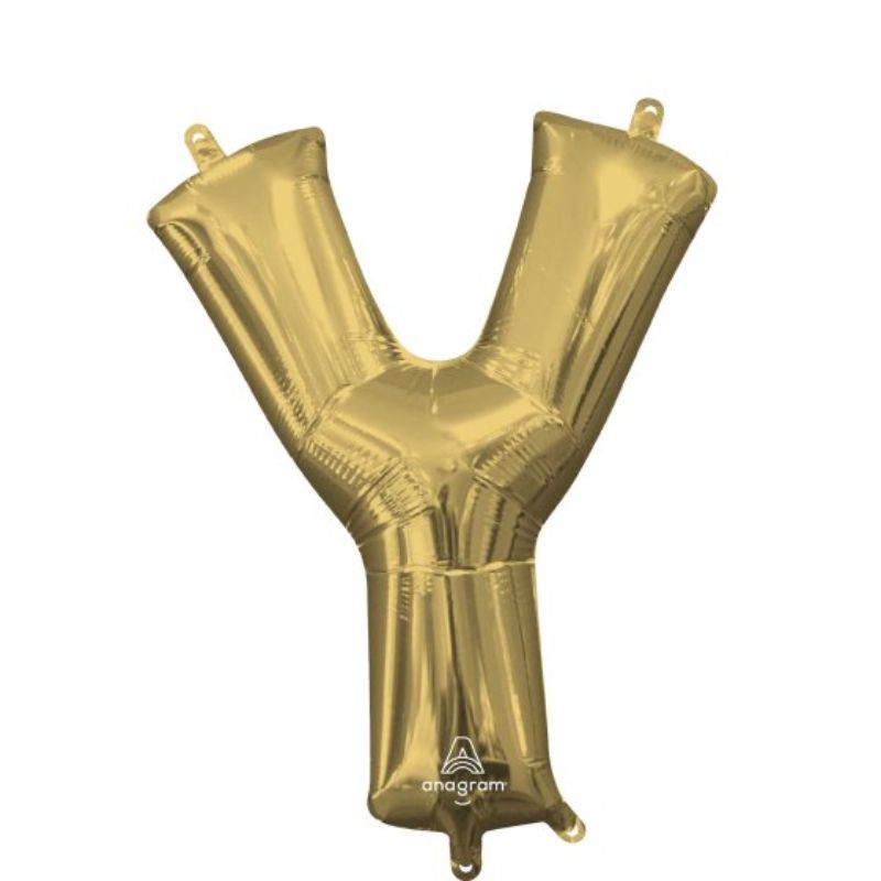 40cm white gold foil balloon shaped like the letter Y, ideal for celebrations and decorative themes.