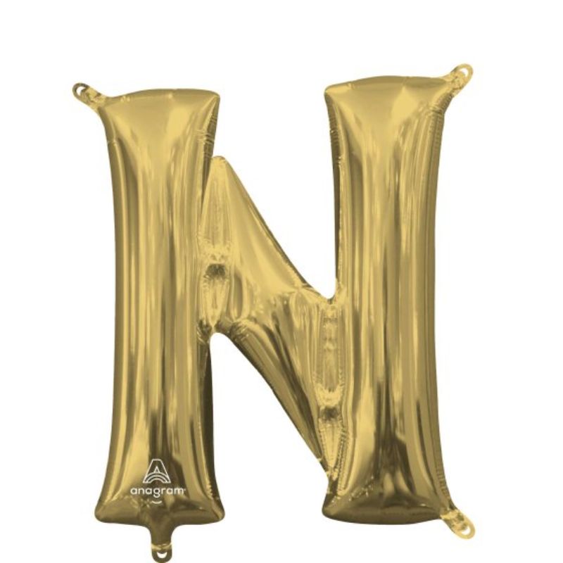Elegant 40cm white gold Letter N foil balloon, perfect for celebrations and easy to inflate.