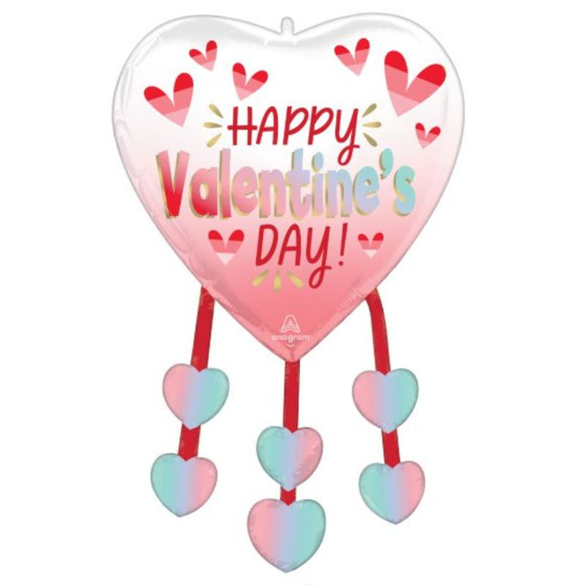 Vibrant XL foil balloon with ombre hearts for Valentine's Day celebrations, perfect for romantic decor.