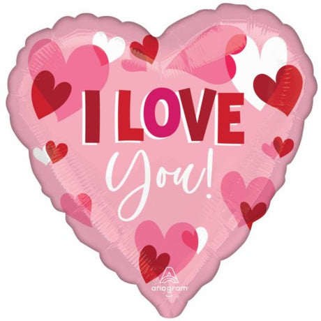 Jumbo HX Happy Valentine's Day balloon featuring vibrant heart designs, measuring 71cm, perfect for romantic celebrations.