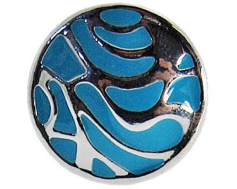 Teal and silver swirl snap by Snaps REDFOX, perfect for adding style and versatility to jewelry collections.