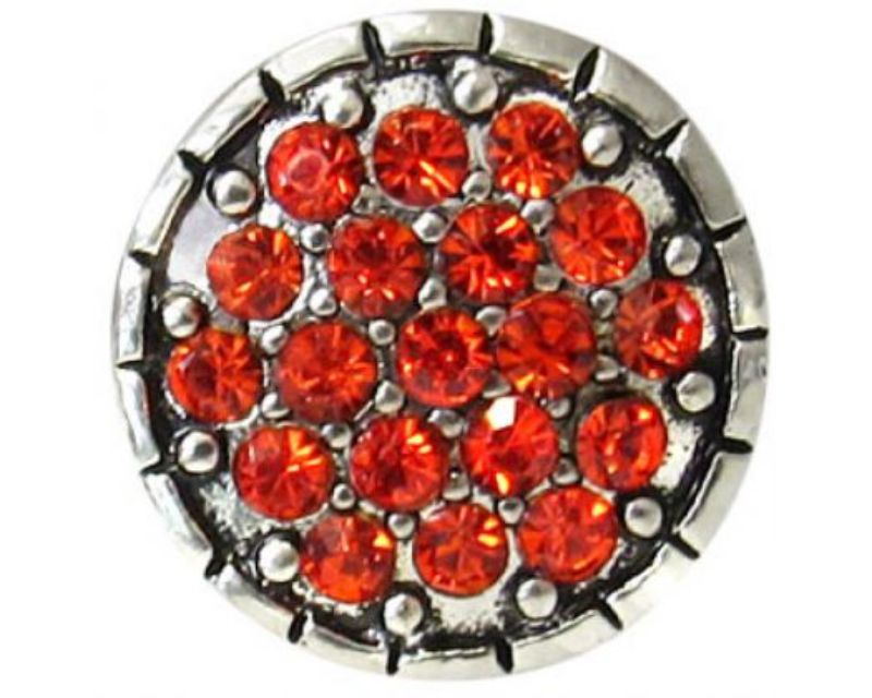 Antique silver snap featuring vibrant orange diamonds, perfect for personalizing jewelry with style and elegance.