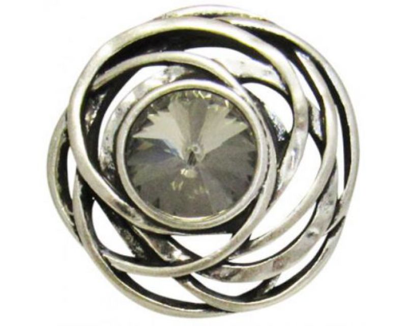 Elegant antique silver snap with diamond-like embellishments, perfect for personalized jewelry and versatile styling.
