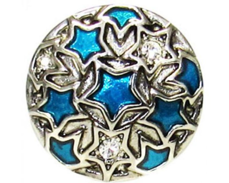 Vibrant blue star-themed snaps for customizing jackets and bags, combining style and durability.