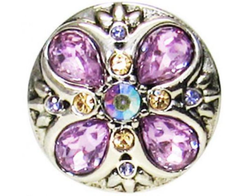 Purple diamante flower accessory, elegant for hair styling at weddings and parties, lightweight and durable design.