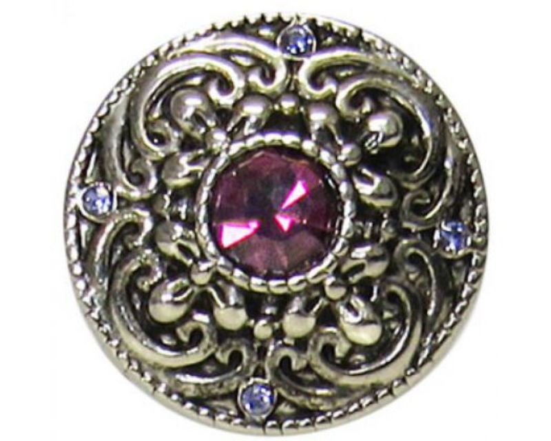 Elegant snap filigree charm featuring a stunning purple diamond accent.