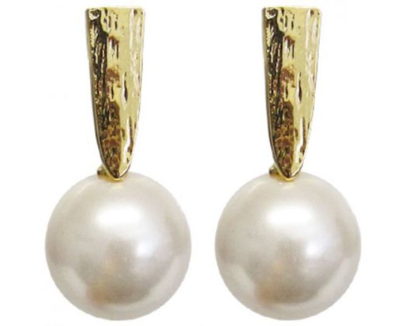 Elegant Jax Egyptian Pearldrop earrings featuring shimmering faux pearl drops, ideal for any occasion.