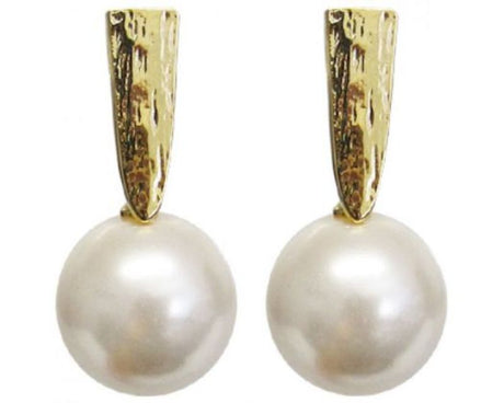 Elegant Jax Egyptian Pearldrop earrings featuring shimmering faux pearl drops, ideal for any occasion.