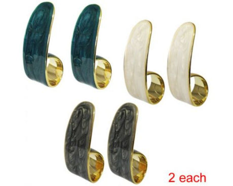 Set of six Jax Curve Drop Earrings featuring two designs, 4 cm long, elegant and versatile for any occasion.