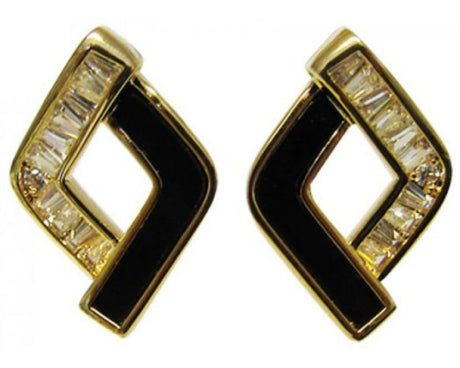 Jax Rhombus earrings featuring sparkling diamantes in a unique design, perfect for any occasion.