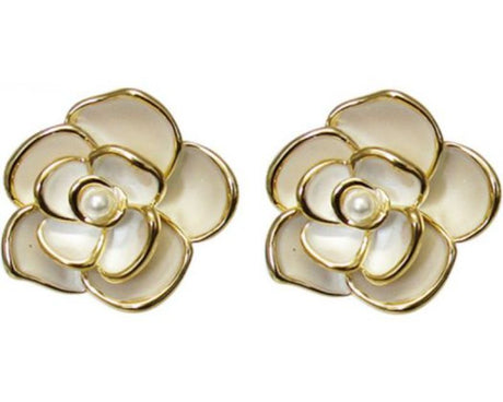 Jax Rose earrings featuring a cream faux pearl, 2.5 cm, elegant design for versatile occasions.