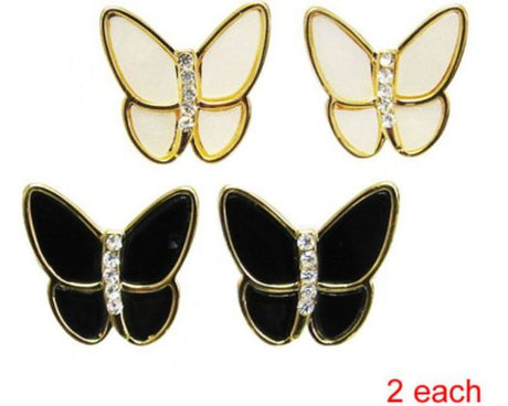 Set of four Jax Butterfly Earrings with diamantes, in elegant butterfly designs, perfect for any occasion.