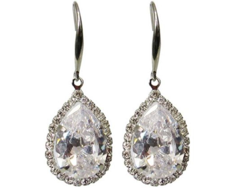 Stunning Jax Crystal Diamante Teardrop Earrings, 3.5 cm long, featuring a delicate hook and dazzling crystal design.