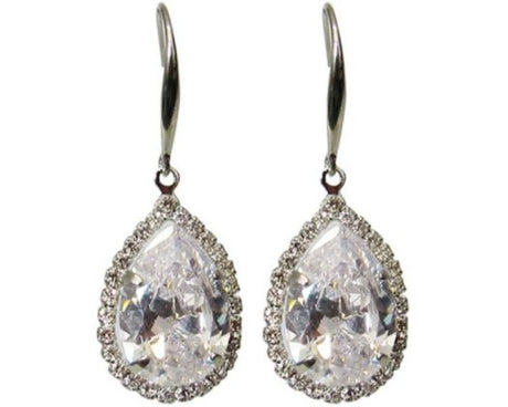 Stunning Jax Crystal Diamante Teardrop Earrings, 3.5 cm long, featuring a delicate hook and dazzling crystal design.