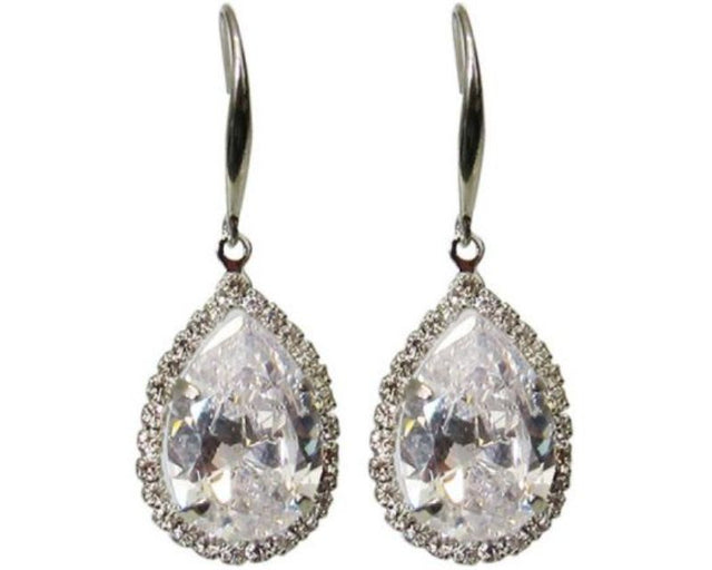 Stunning Jax Crystal Diamante Teardrop Earrings, 3.5 cm long, featuring a delicate hook and dazzling crystal design.