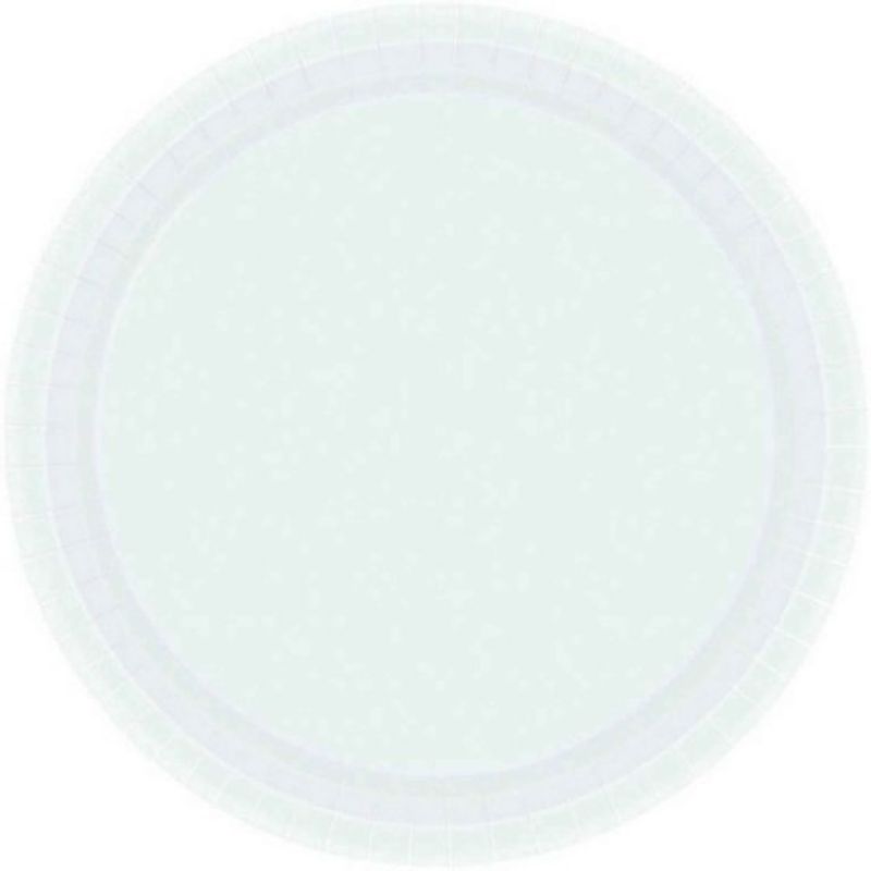 17cm round paper plates in frosty white, pack of 20, FSC certified, no plastic coating.