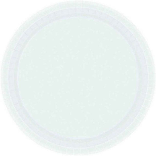 17cm round paper plates in frosty white, pack of 20, FSC certified, no plastic coating.