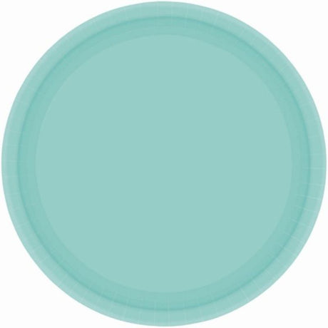Pack of 20 Robin's Egg Blue 23cm round paper plates, eco-friendly and stylish for any occasion.