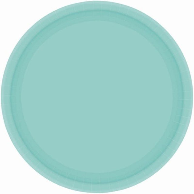 Pack of 20 Robin's Egg Blue 23cm round paper plates, eco-friendly and stylish for any occasion.