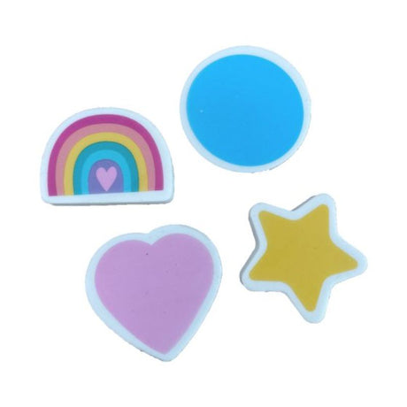 Pack of 4 whimsical Favors Erasers, perfect for clean erasing and fun stationery accents for school or office use.