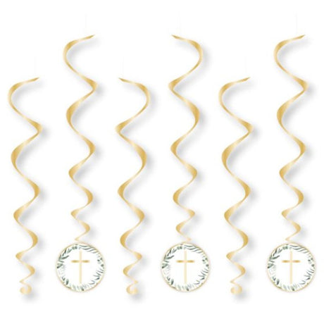 Botanical-themed spiral swirls in green, ideal for adding charm to celebrations, 3 x 50cm & 3 x 60cm decorations.
