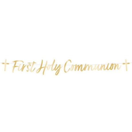 Botanical Celebration First Holy Communion letter banner, eco-friendly, 1.6m long, adorned with delicate flora for decoration.