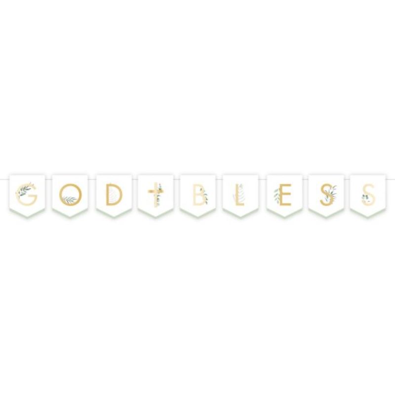 Botanical Celebration 'God Bless' Pennant Banner, 1.6m, eco-friendly design perfect for events and gatherings.