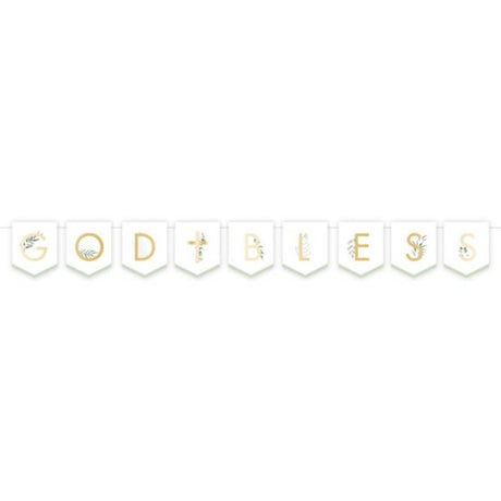 Botanical Celebration 'God Bless' Pennant Banner, 1.6m, eco-friendly design perfect for events and gatherings.