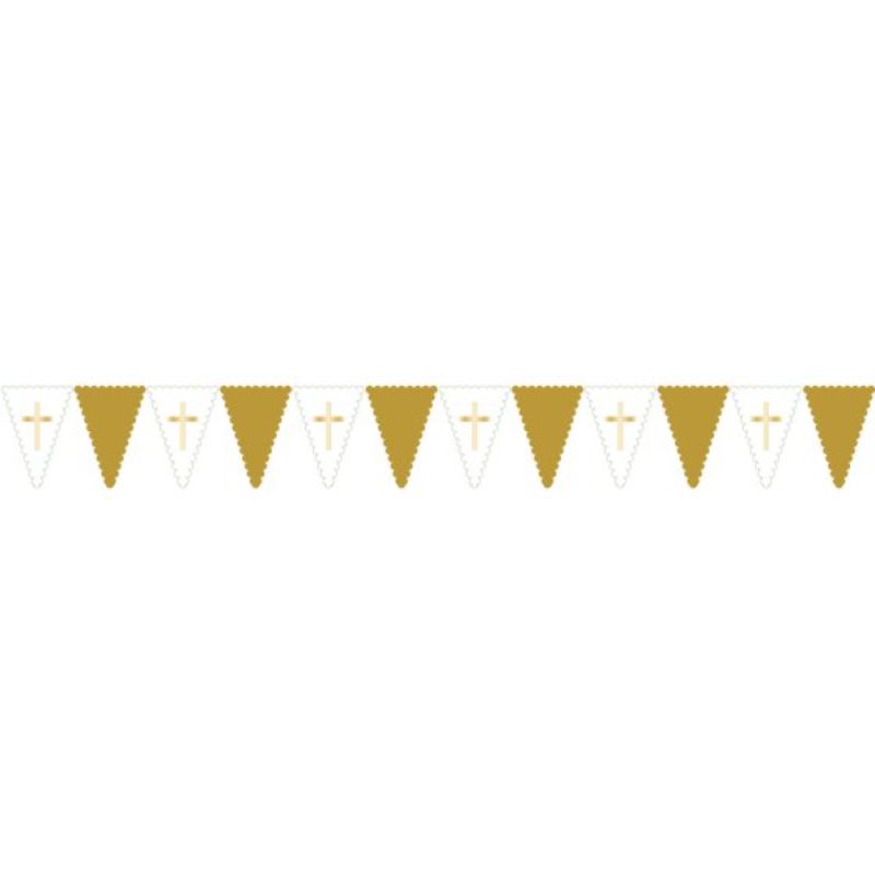 Botanical Celebration Cross Bunting, 2.75m, vibrant patterns for weddings and parties, reusable and eco-friendly.