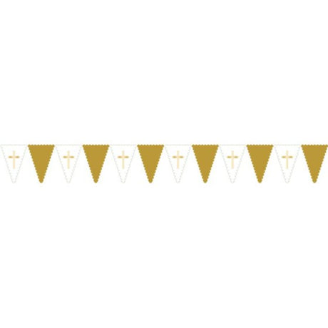 Botanical Celebration Cross Bunting, 2.75m, vibrant patterns for weddings and parties, reusable and eco-friendly.