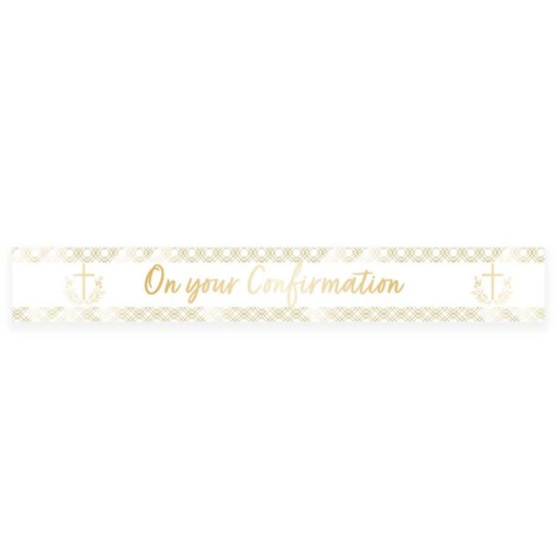 Elegant 2.7m Botanical Confirmation Foil Banner, featuring vibrant designs for stylish, sustainable celebrations.