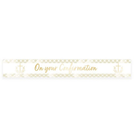 Elegant 2.7m Botanical Confirmation Foil Banner, featuring vibrant designs for stylish, sustainable celebrations.