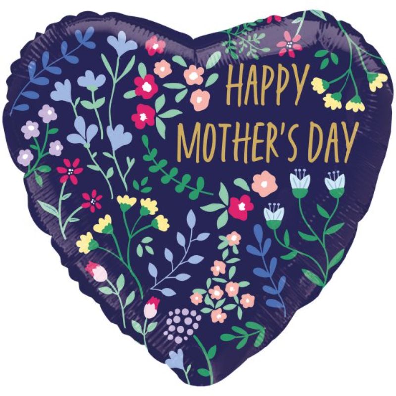 45cm Happy Mother's Day floral balloon in vibrant colors, perfect for celebrations and showing appreciation to mothers.