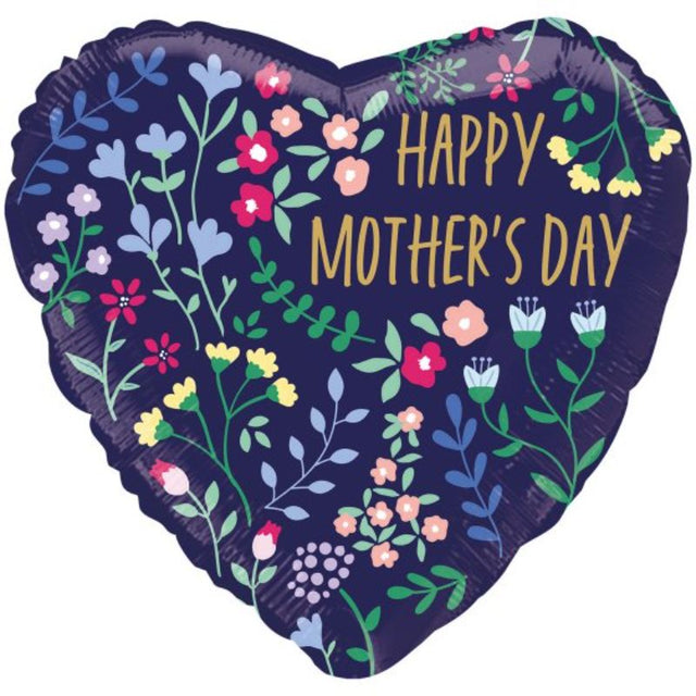 45cm Happy Mother's Day floral balloon in vibrant colors, perfect for celebrations and showing appreciation to mothers.
