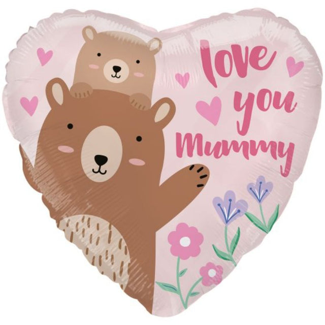 Charming 45cm foil balloon featuring a bear design, perfect for celebrating Mother's Day and expressing love.