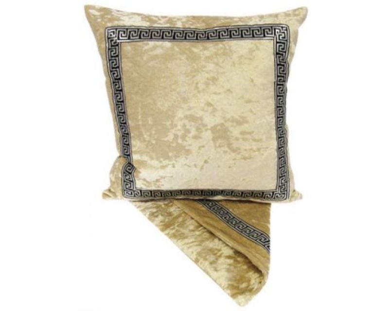 Stylish 44cm square cream cushion cover with elegant Art Deco border, perfect for enhancing home decor.