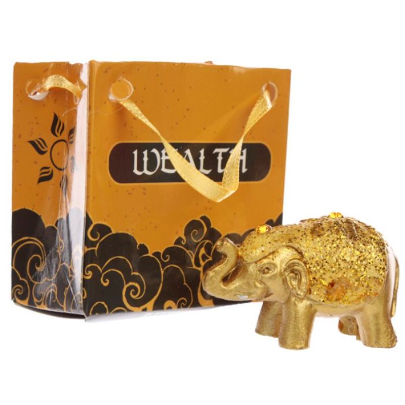 Lucky Elephant in a Mini Gift Bag - Metallic Glitter (Set of 24 Assorted)