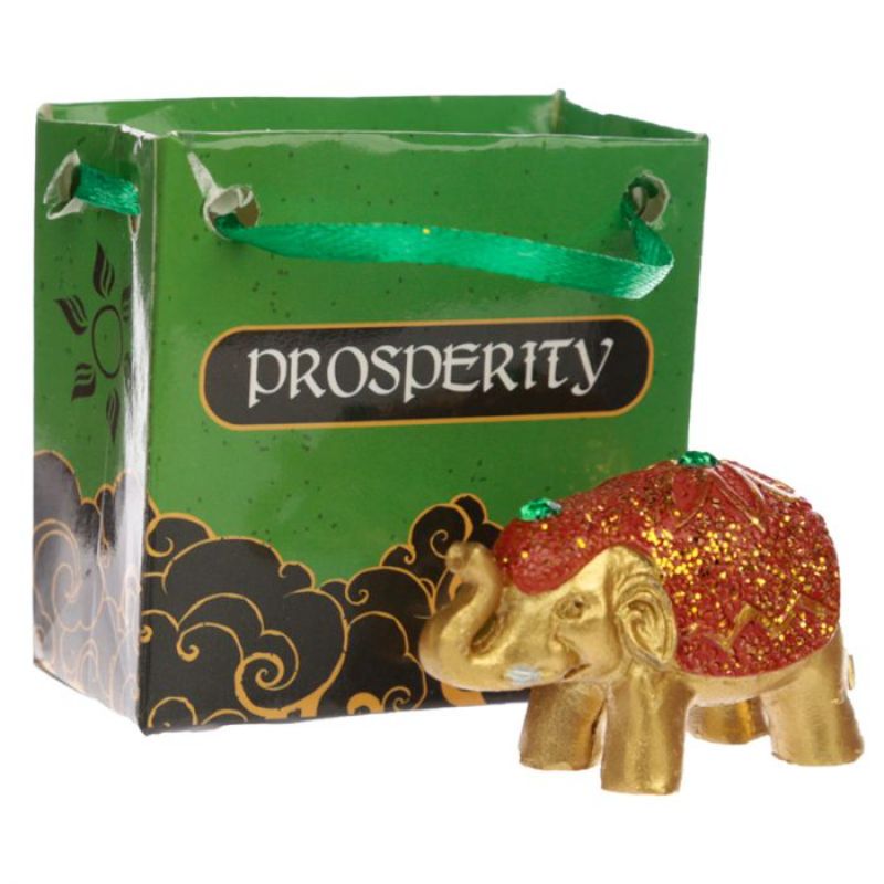 Lucky Elephant in a Mini Gift Bag - Metallic Glitter (Set of 24 Assorted)