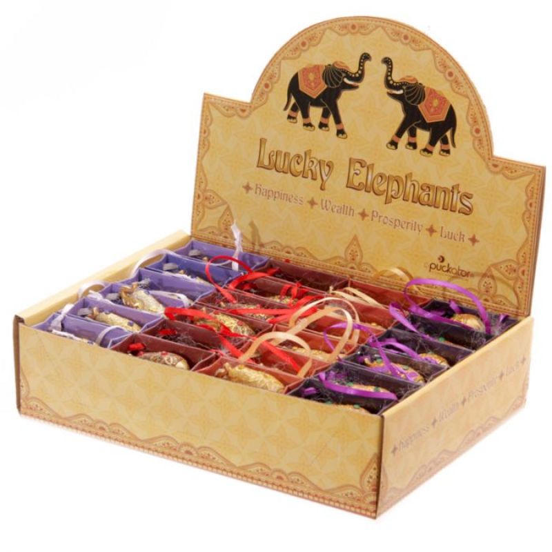 Lucky Elephant in a Mini Gift Bag - Metallic Glitter (Set of 24 Assorted)