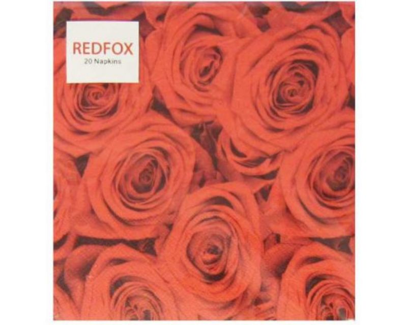 Elegant red roses adorn these high-quality 3-ply napkins, perfect for special occasions and everyday dining.