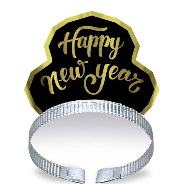 Pack of 50 elegant black and gold tiaras, perfect for New Year’s celebrations and festive parties.