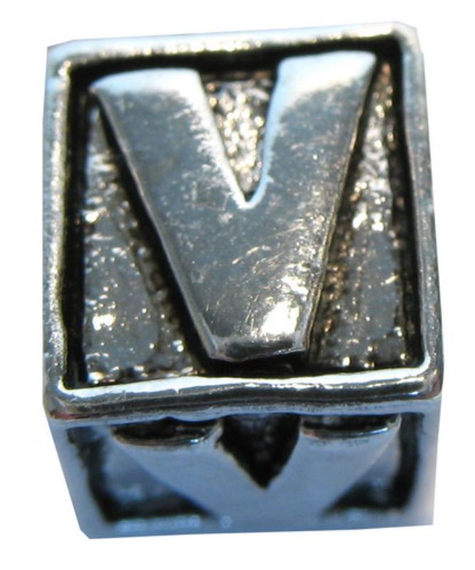 Cherish Beads - Letters - PACKOF 4 Square Metal V