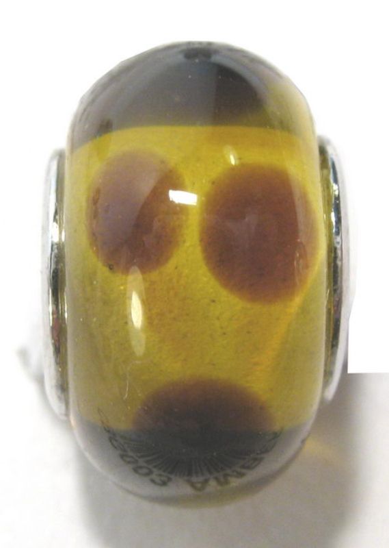 Cherish Beads - Glass - Amber W/ Brn Dots 4pcs/Bag