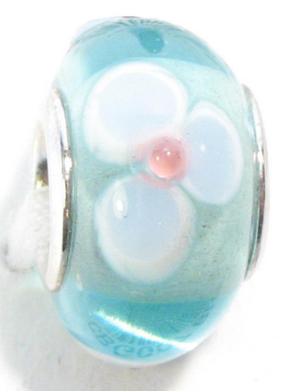 Cherish Beads - Glass - Blue Floral 4pcs/Bag