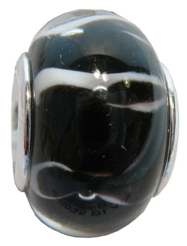 Cherish Beads - Glass - Blk/Wht Zebra PACKOF 4